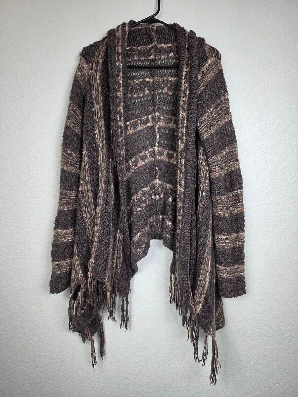 Free People Brown Knit Open Front Cardigan Sweater